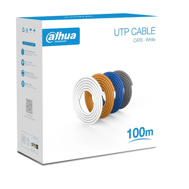 Cable de Conexión Rj45 Dahua Cat6 100M -100% Cobre Blanco