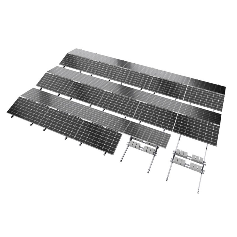 Kit Estructura 2 Paneles Horizontal Para Techo Plano 10º Sistema Con Lastre Orientación Este - Oeste