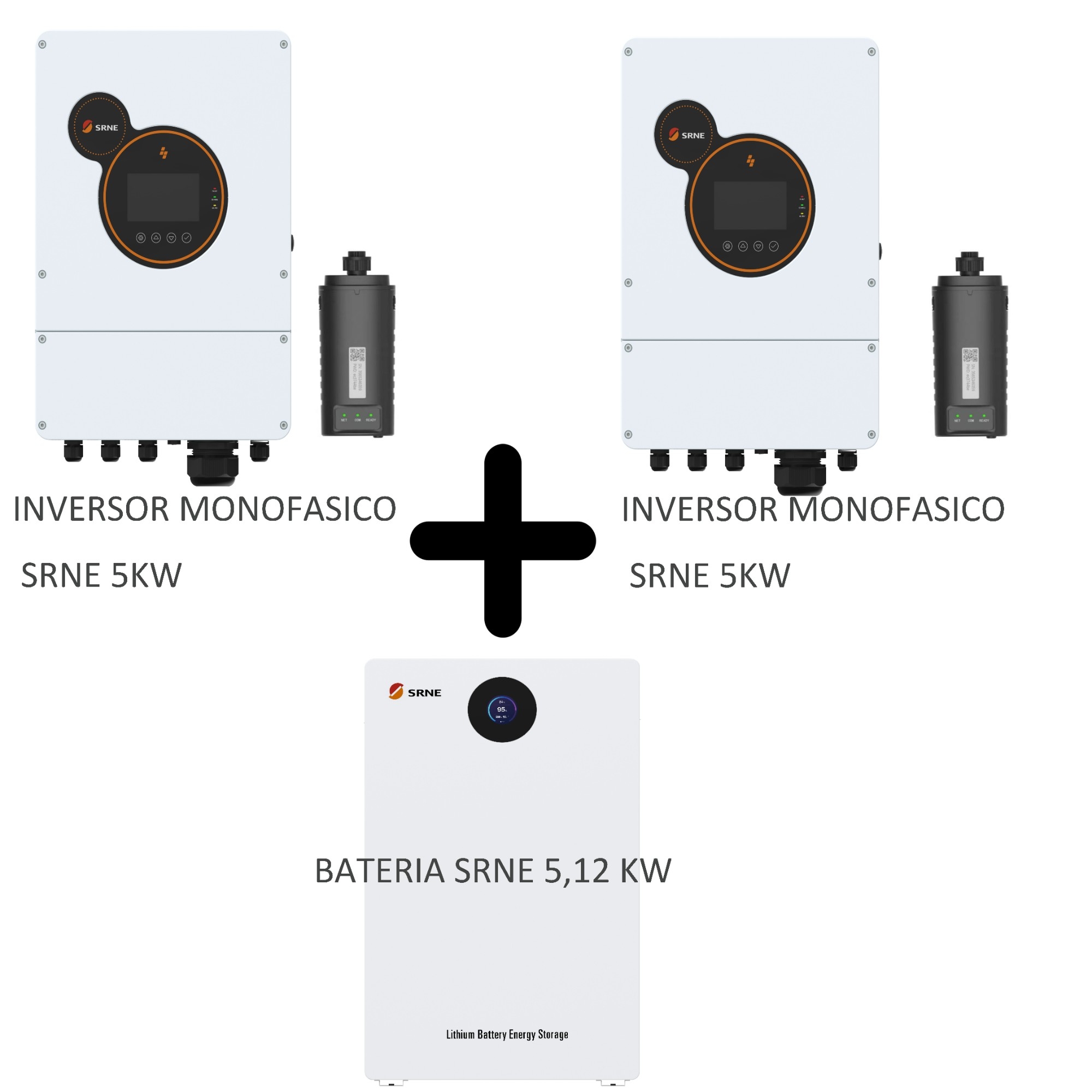 Kit Inversor Híbrido Monofásico En Paralelo 10Kw + Batería 5,12Kw