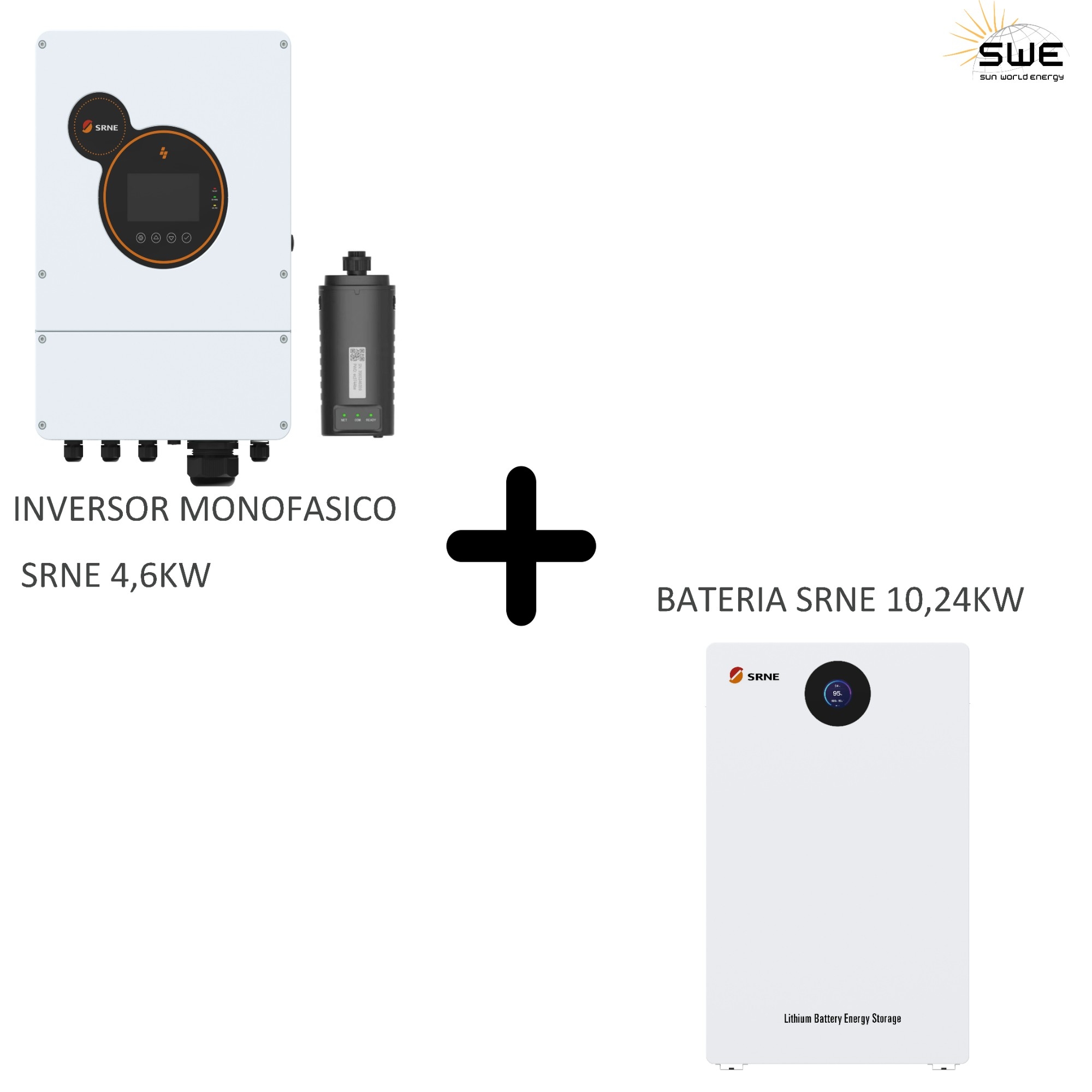 Kit Inversor Híbrido Monofásico 4,6Kw + Batería 10,24Kw