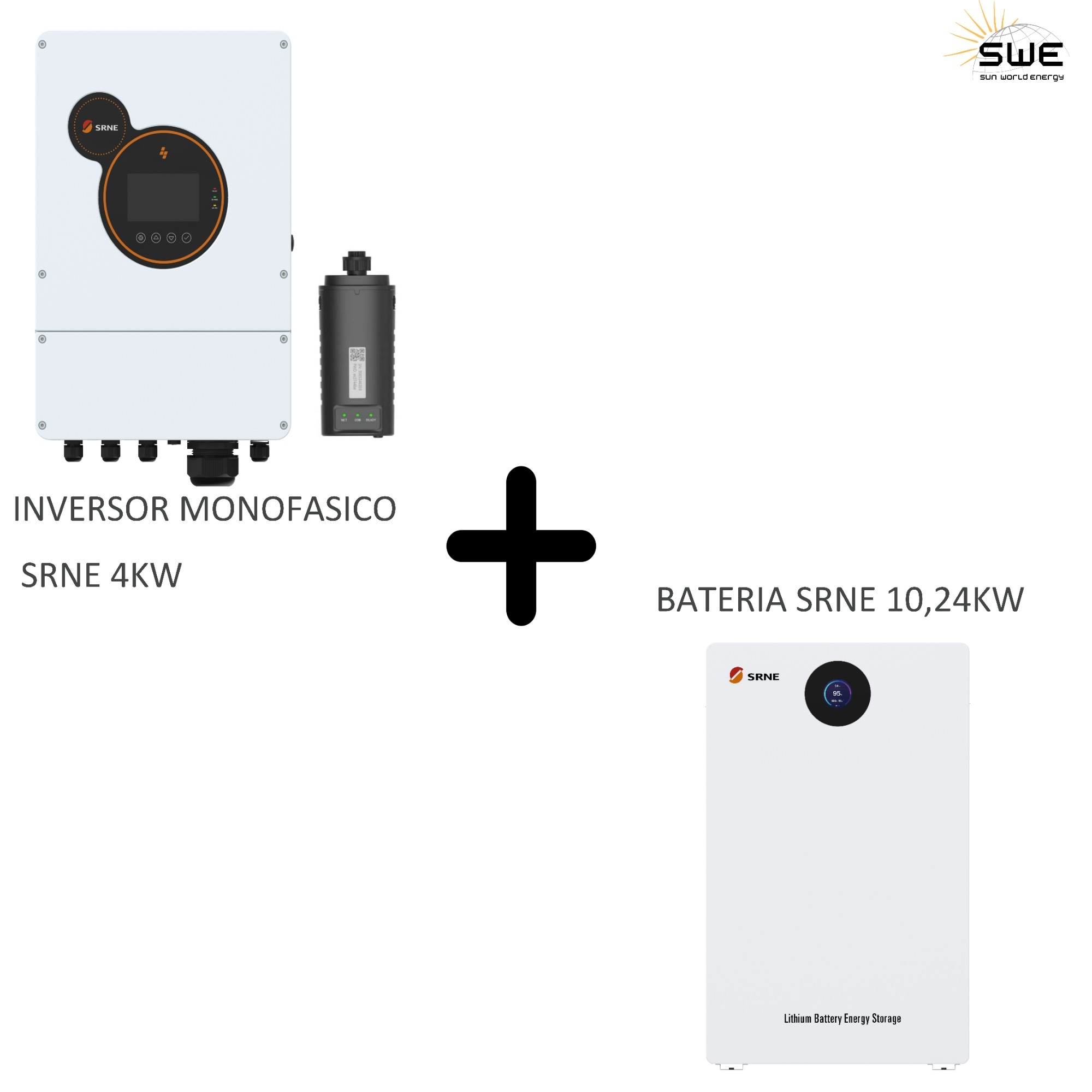 Kit Inversor Híbrido Monofásico 4Kw + Batería 10,24Kw