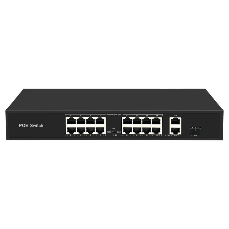 Switch Poe 16 Puertos Rj45 + 2 Rj45 Uplink