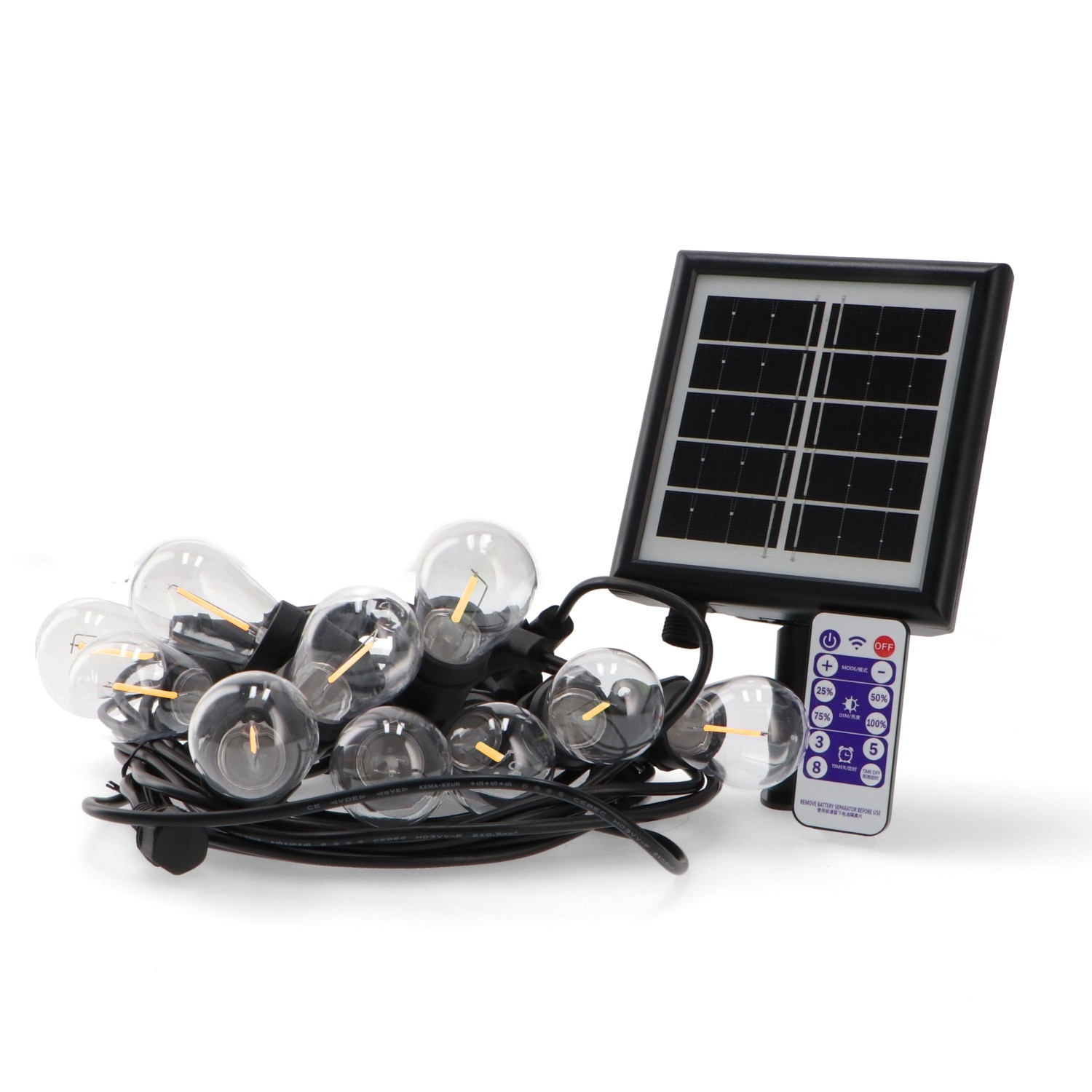 Guirnalda Led Solar 3W de 10 Bombillas E27 Exterior Ip65 - 3000K