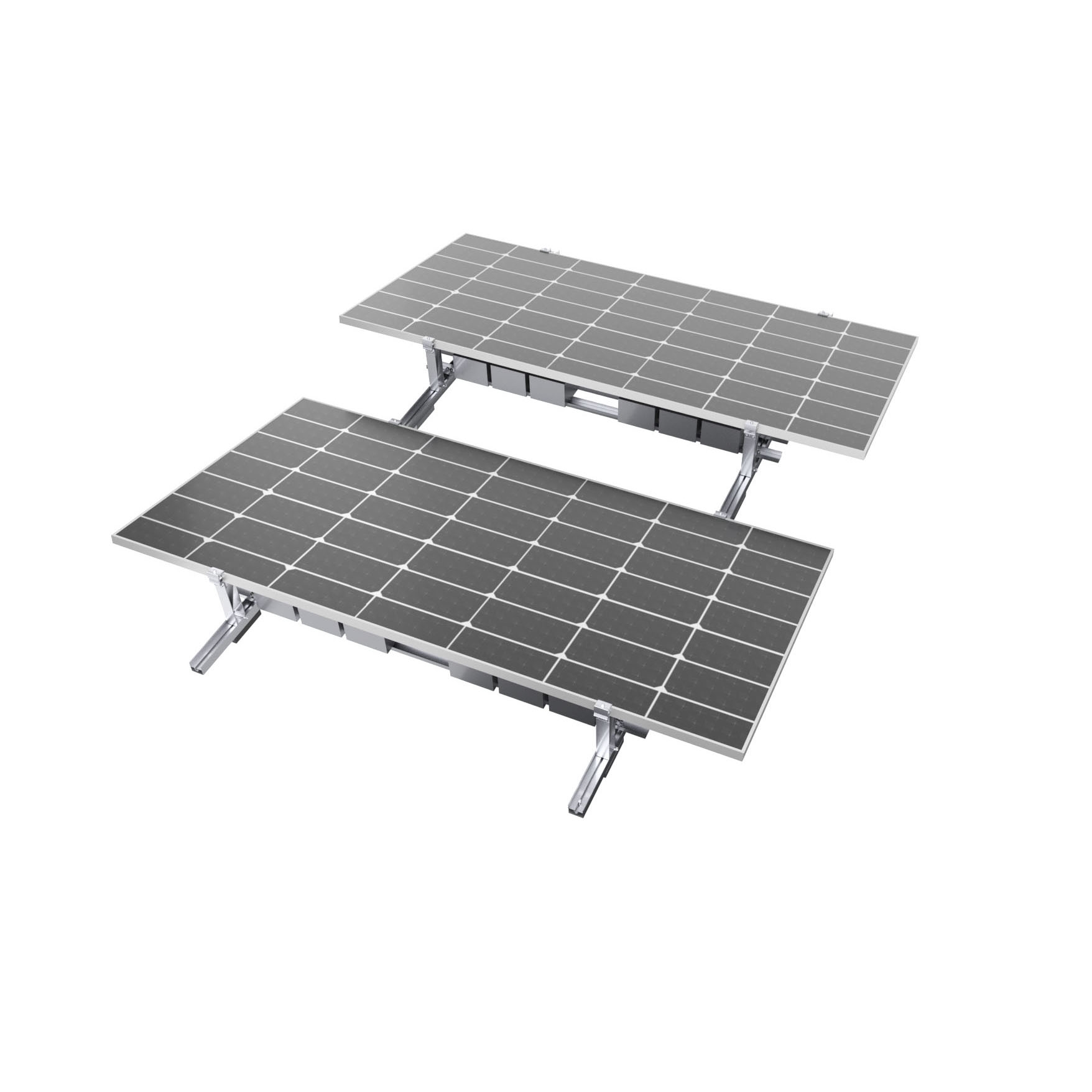 Kit Estrutura 2 Painéis Horizontal Para Telhado Plano 10-15º Sistema Com Lastro Orientação Sul